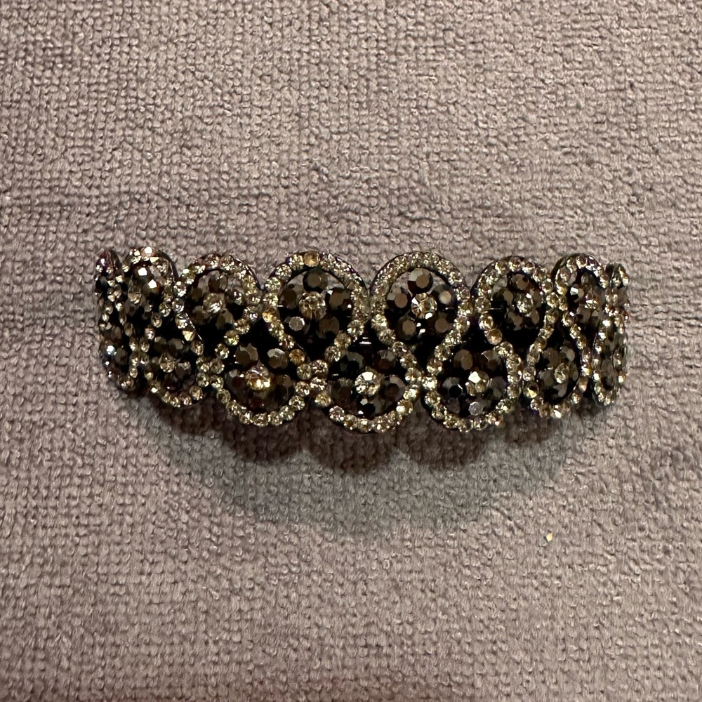 Vintage rhinestone hair clip- Black